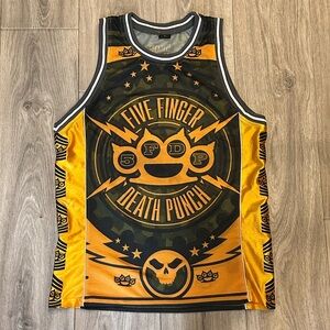 Five Finger Death Punch Jersey Chevron Yellow 5FDP FFDP Adult Medium EUC